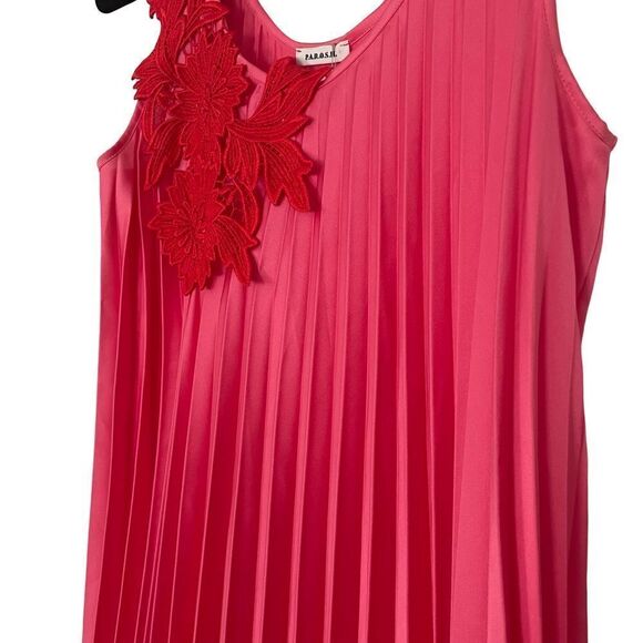 New P.A.R.O.S.H. pink accordion pleated knee length dress size 4 XS oversized - Picture 5 of 14